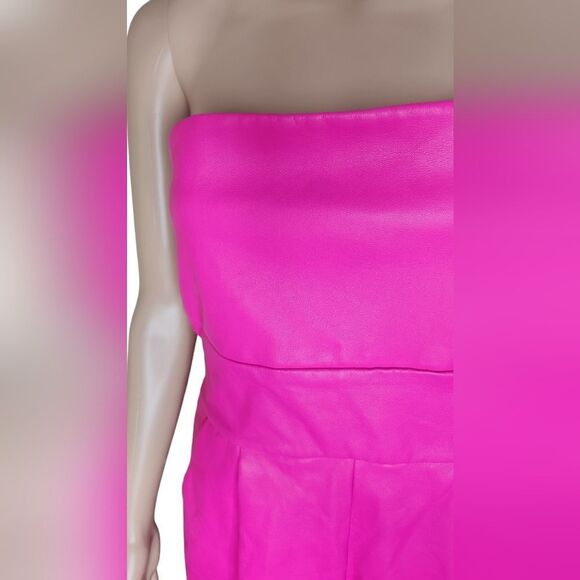 Susana Monaco Revolve women's faux leather cutout pull - on romper in pink Large - Picture 6 of 10